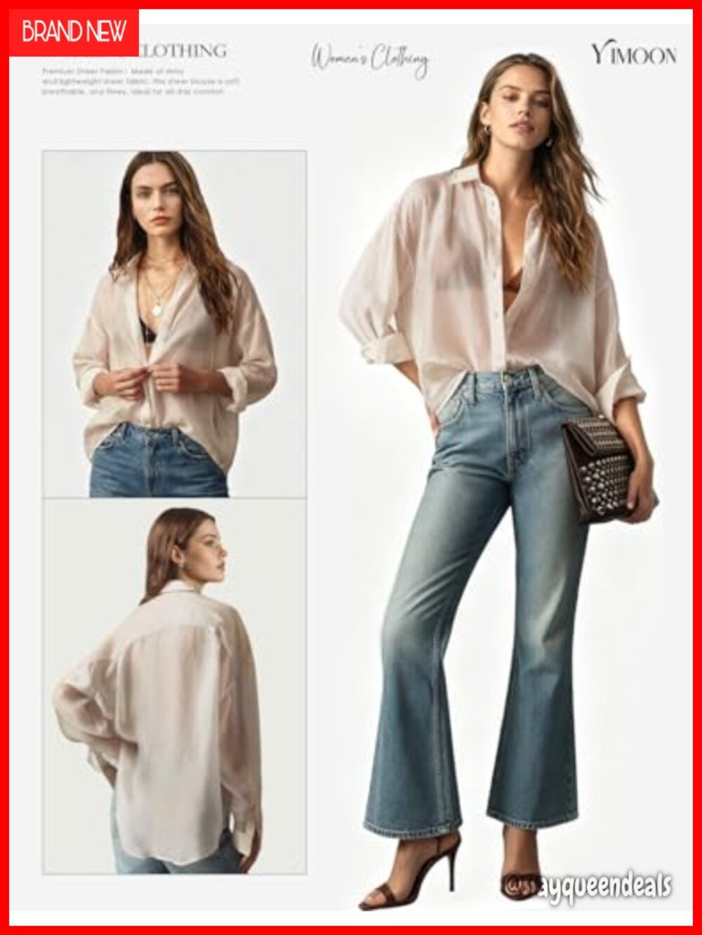 Sheer Mesh Button Down Long Sleeve Blouse Shiny See Through Top Layering Shirt - Picture 2 of 7